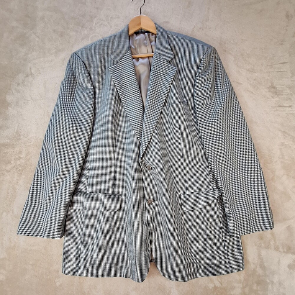 Brooks Brothers Sport Coat Mens 44 Regular Gray Wool Check Single Vent 2 Btn
